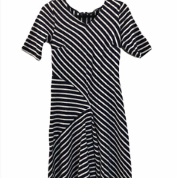 eShakti Striped Asymmetrical Dress  - Picture 1 of 5